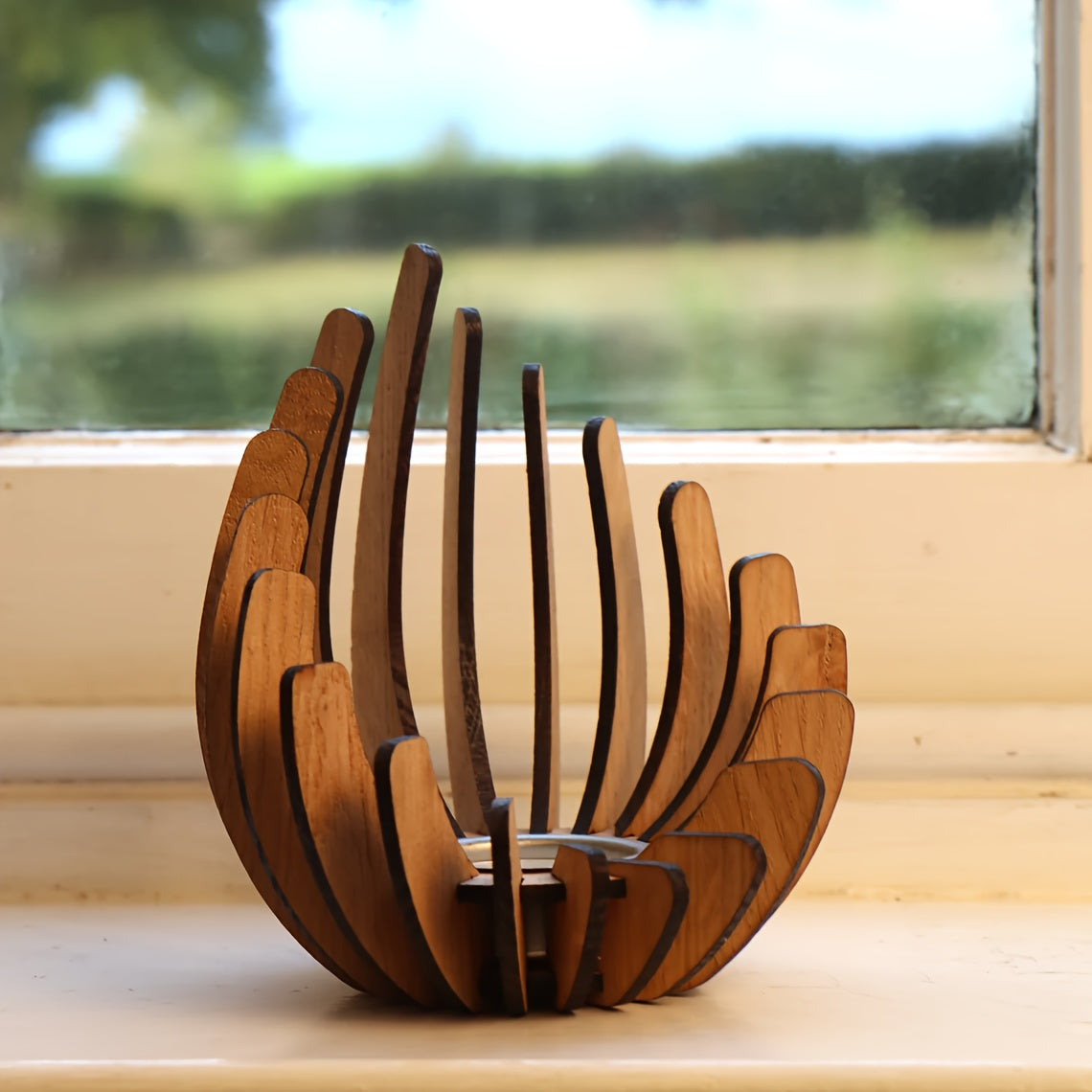 Bohemian Lotus Candle Holder – Handmade Layered Wood Design