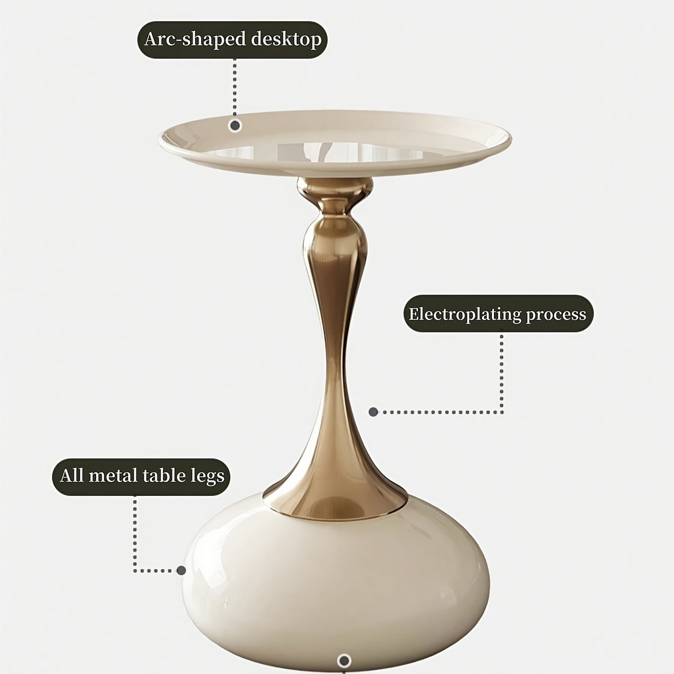 Ningqin Gold-White Side Table – Compact and Chic Design