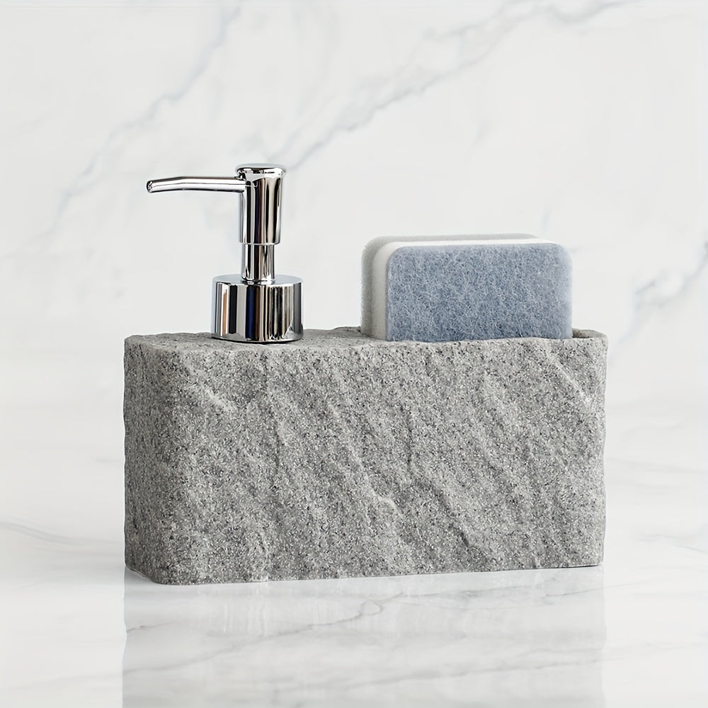 Stone Look Soap Dispenser with Sponge Holder – Stylish and Practical for Kitchen or Bathroom