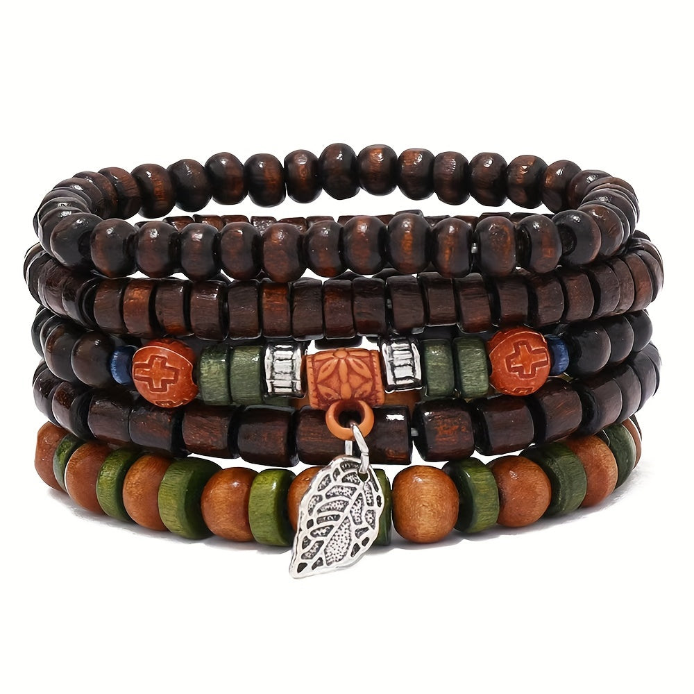 Natural Wooden Bead Bracelets Set - For the Stylish Man