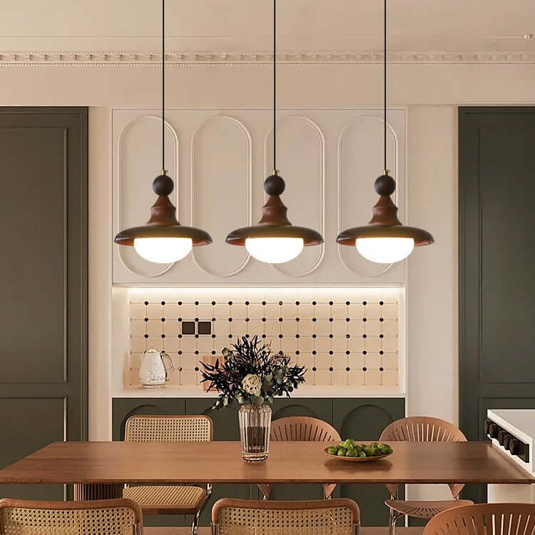 Pendant Light with Wooden Accents