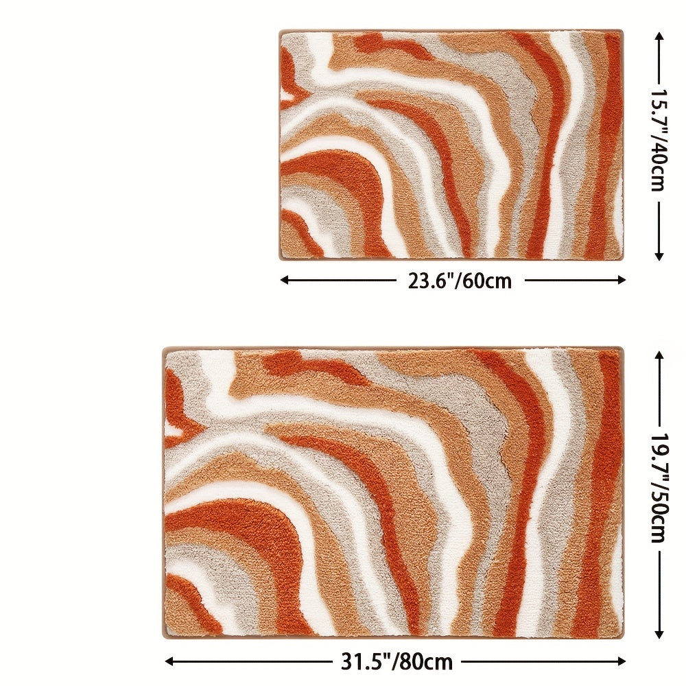 Geometric Bathroom Rug – Absorbent and Soft with Non-Slip Backing