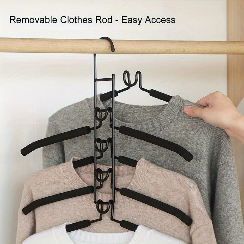 Multi-Layer Hanger Set – 5-in-1 Space-Saving Organiser with Non-Slip Foam Pads