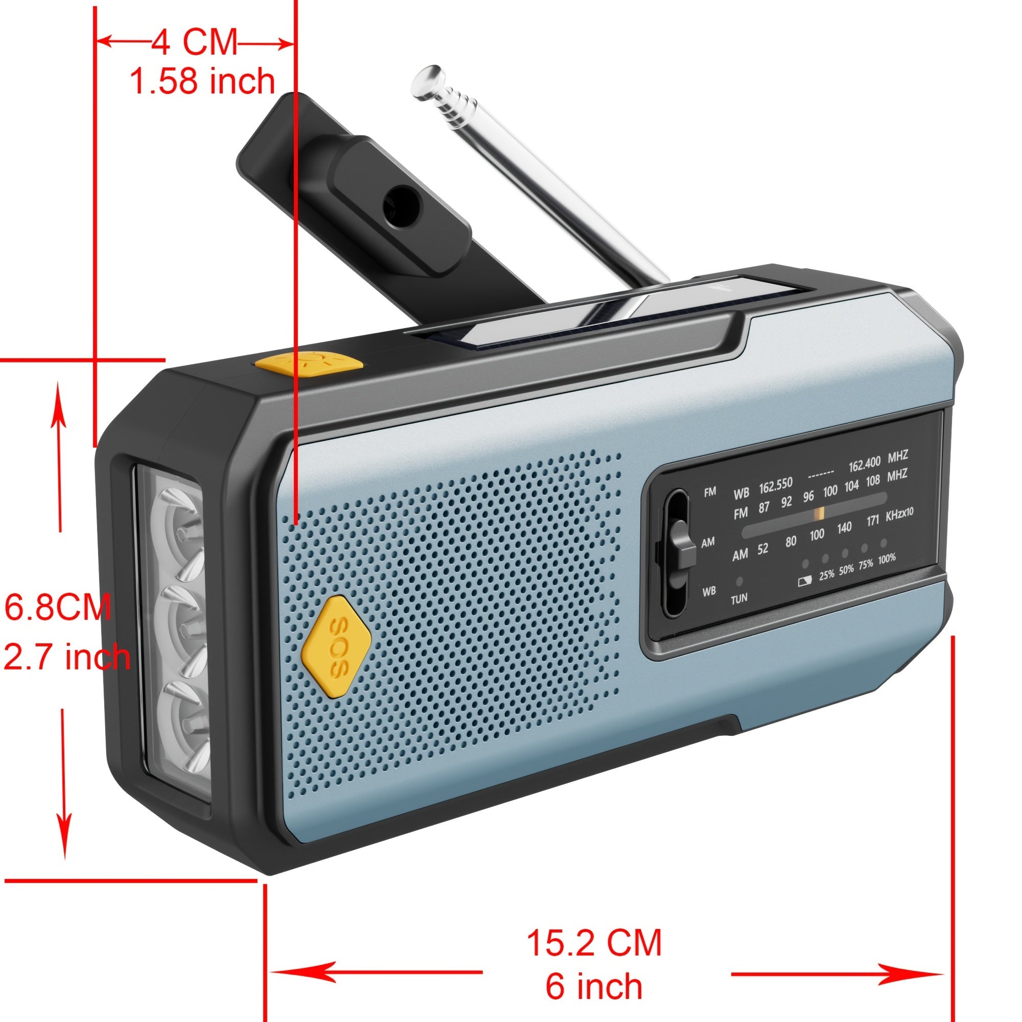 Daykit Portable AM/FM Radio – With Solar Panel and Flashlight