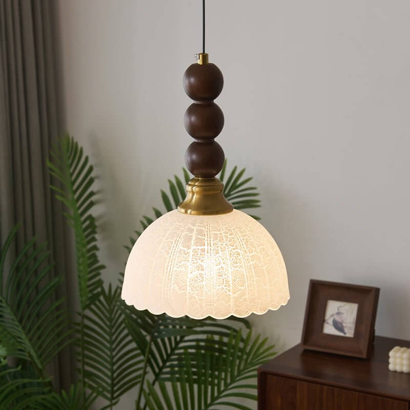 Pendant Light with Glass - Wood & Metal