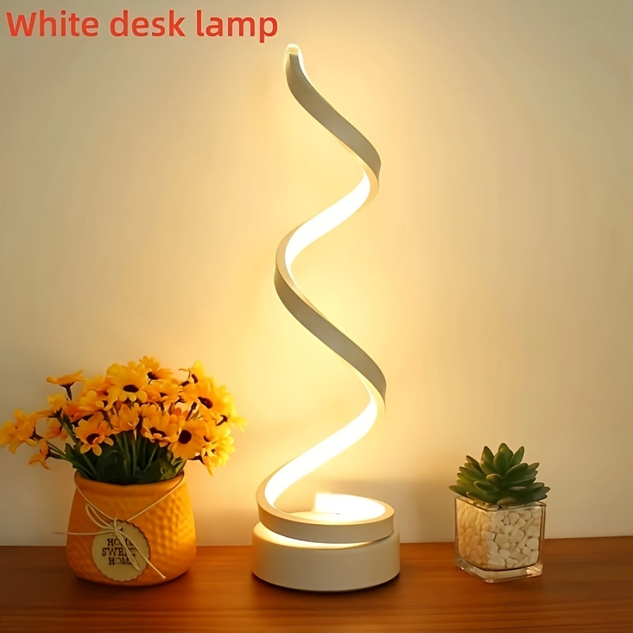 Spiral LED Desk Lamp – Modern Dimmable Lighting
