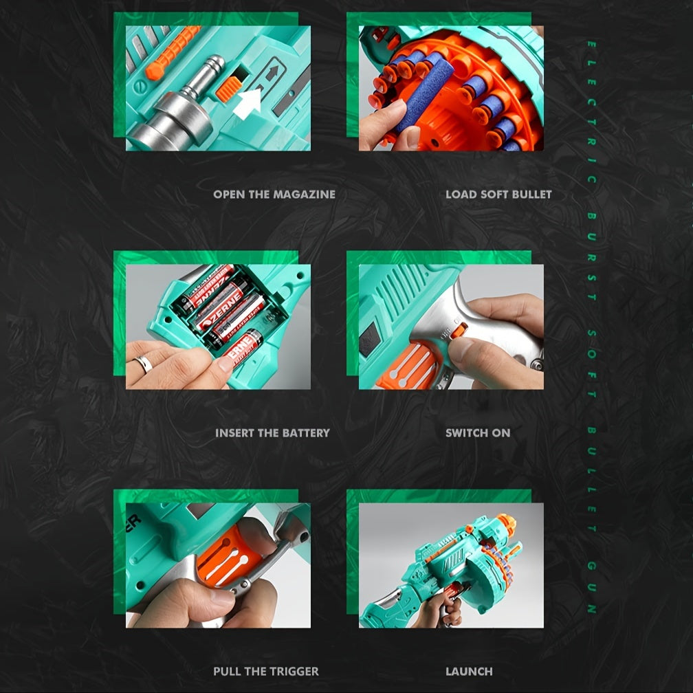 Automatic Foam Blaster – Turquoise Pistol with 40 Foam Balls for Fun Play