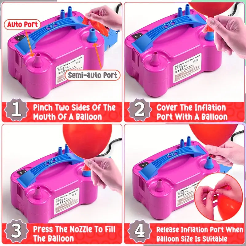 AirBliss - Electric Balloon Pump with Dual Nozzles - 600W, Portable & Powerful