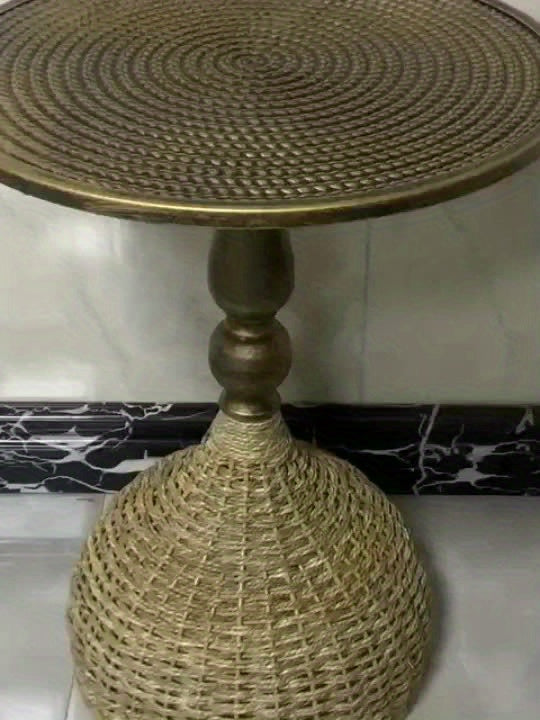 Handmade Water Hyacinth Coffee Table – Antique Bronze Look