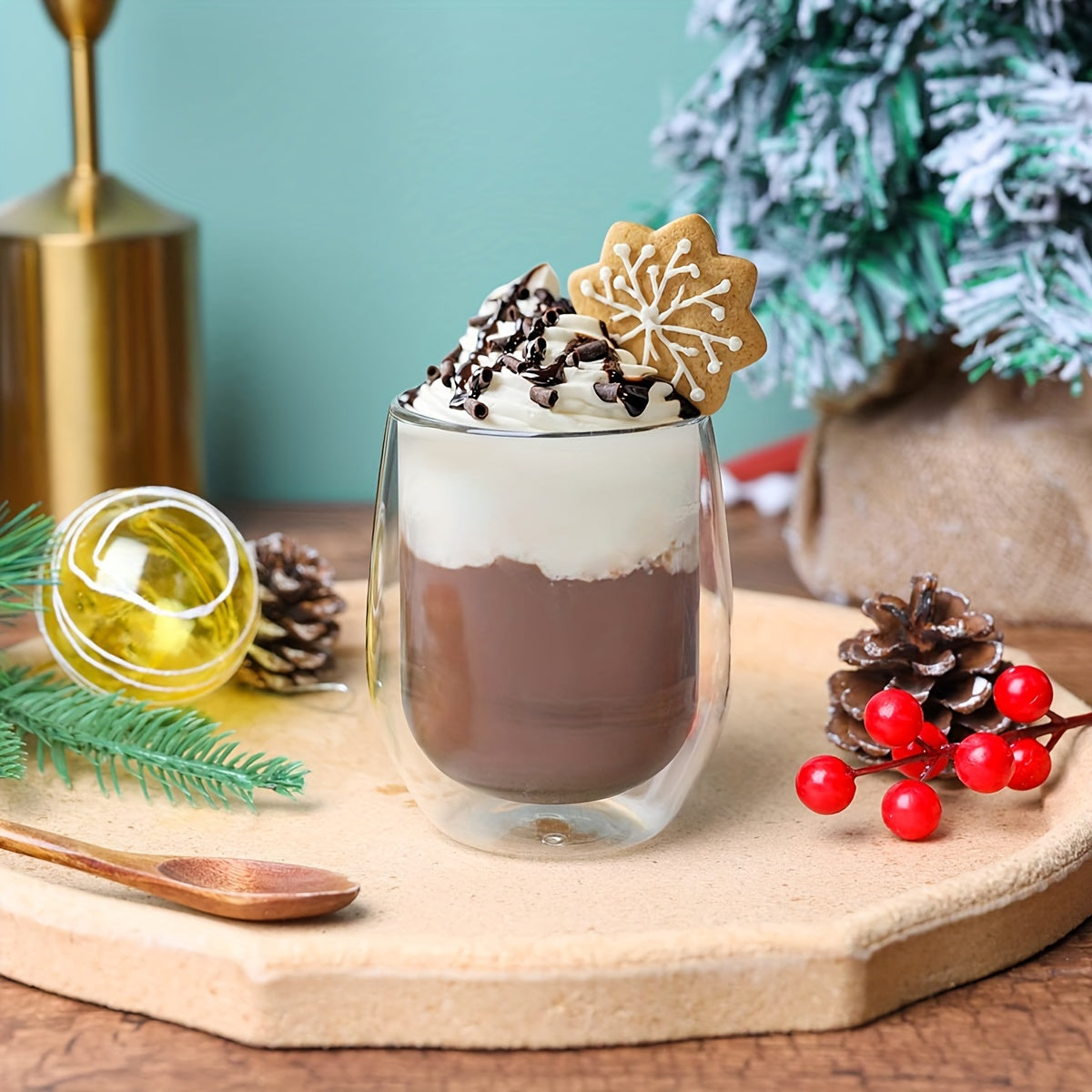 Set of 4 Double-Walled Glasses – 350ml Glass for Hot and Cold Drinks