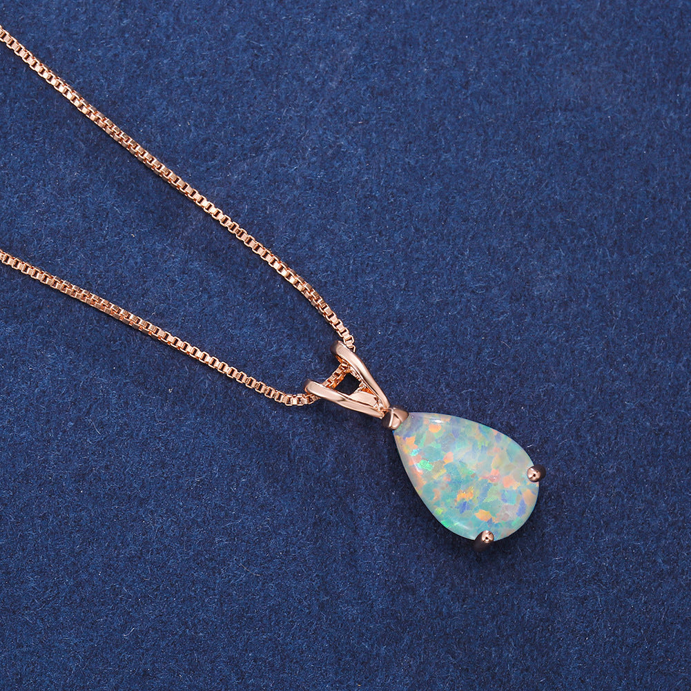 Minimalist Drop Opal Pendant Necklace – Selina