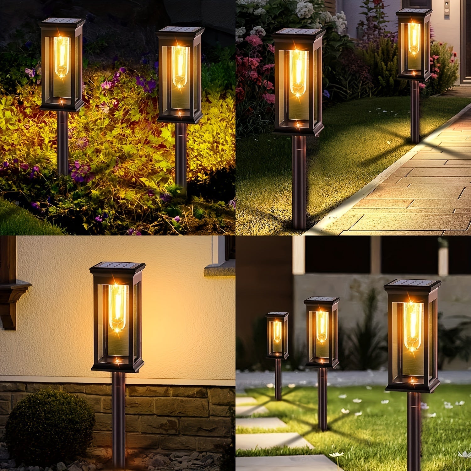 Set of 4 Solar Garden Lights – Durable and Bright for Gardens and Pathways
