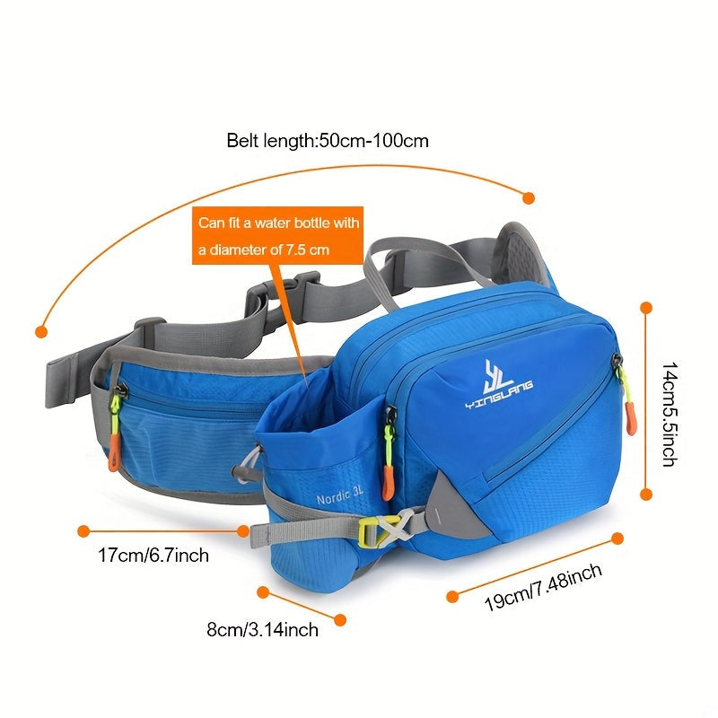 Versatile Running Waist Bag with Water Bottle Holder – Durable Nylon with Zippers for Walking and Marathons