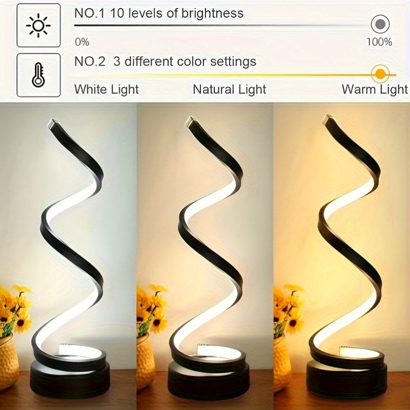 Spiral LED Desk Lamp – Modern Dimmable Lighting