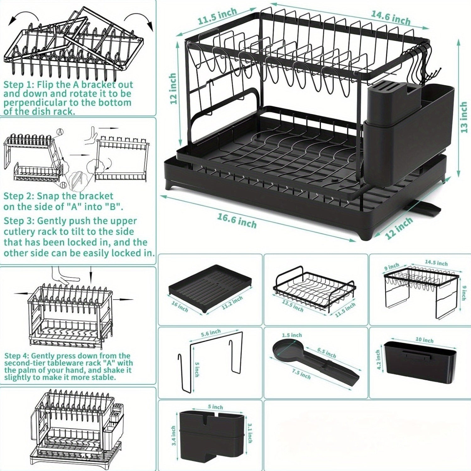 Adjustable 2-Tier Dish Rack – Durable and Practical for Every Kitchen