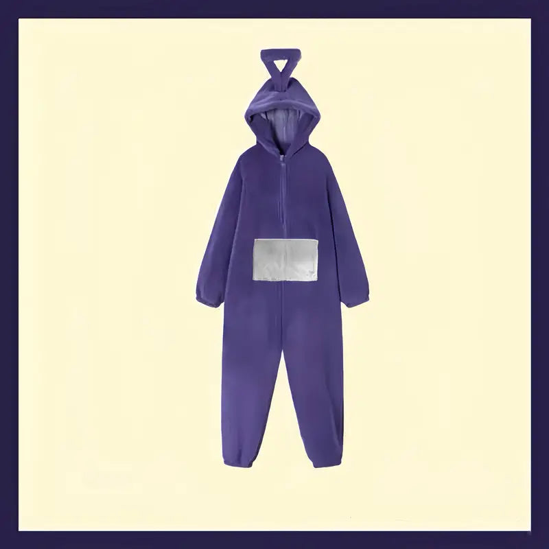 Teletubbies Pyjamas – Ultra-soft Flannel Jumpsuit with Hood for Halloween and Costume Play