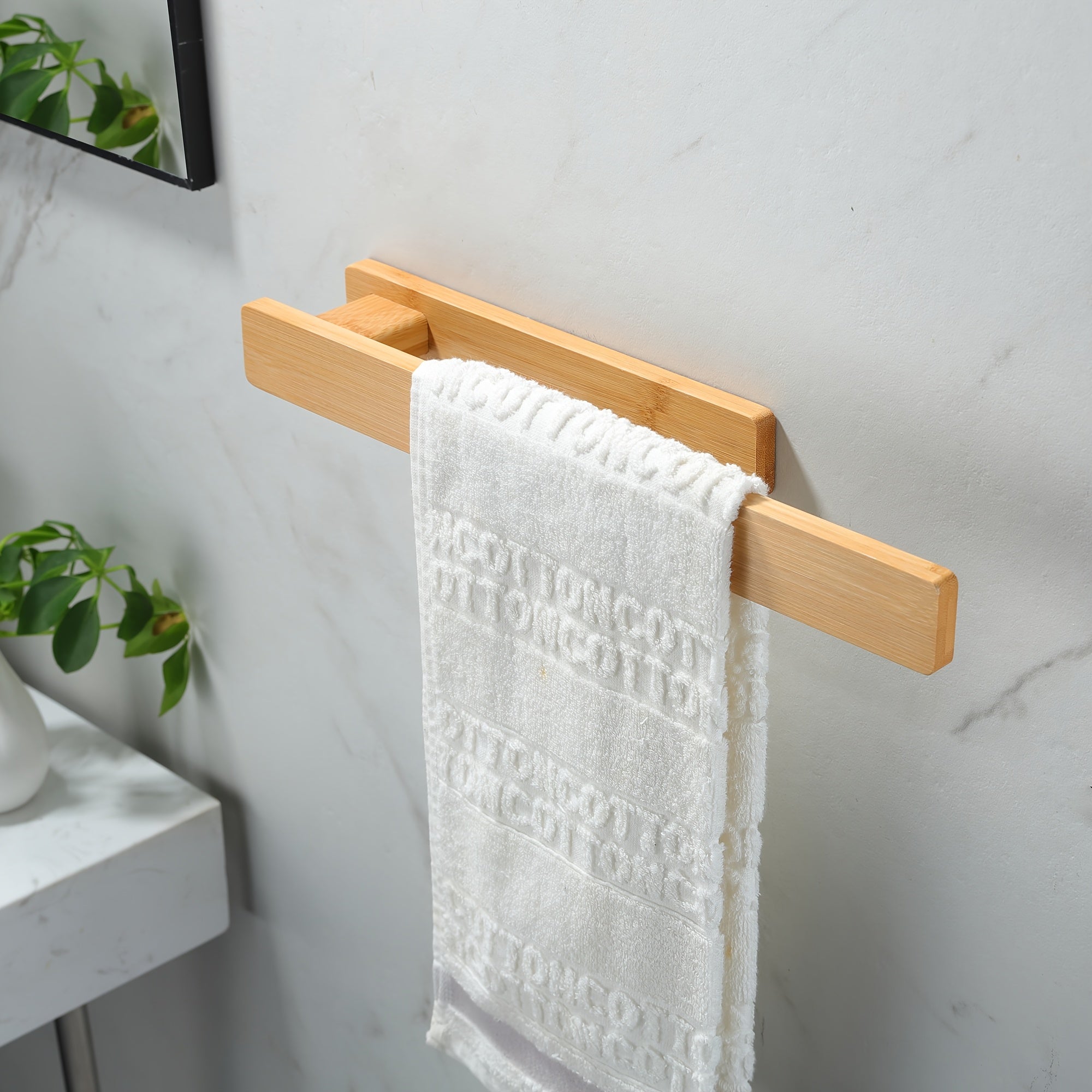 Modern Wooden Towel Holder – Elegant Wall Mounting Without Tools