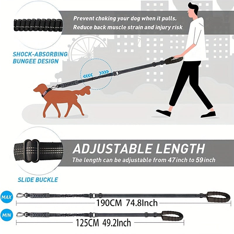 Adjustable Bungee Dog Lead – Shock Absorbing and Reflective for Large Dogs