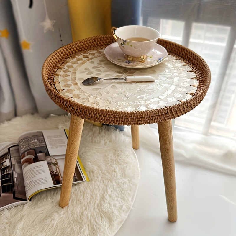 Scandinavian Rattan Side Table - Elin