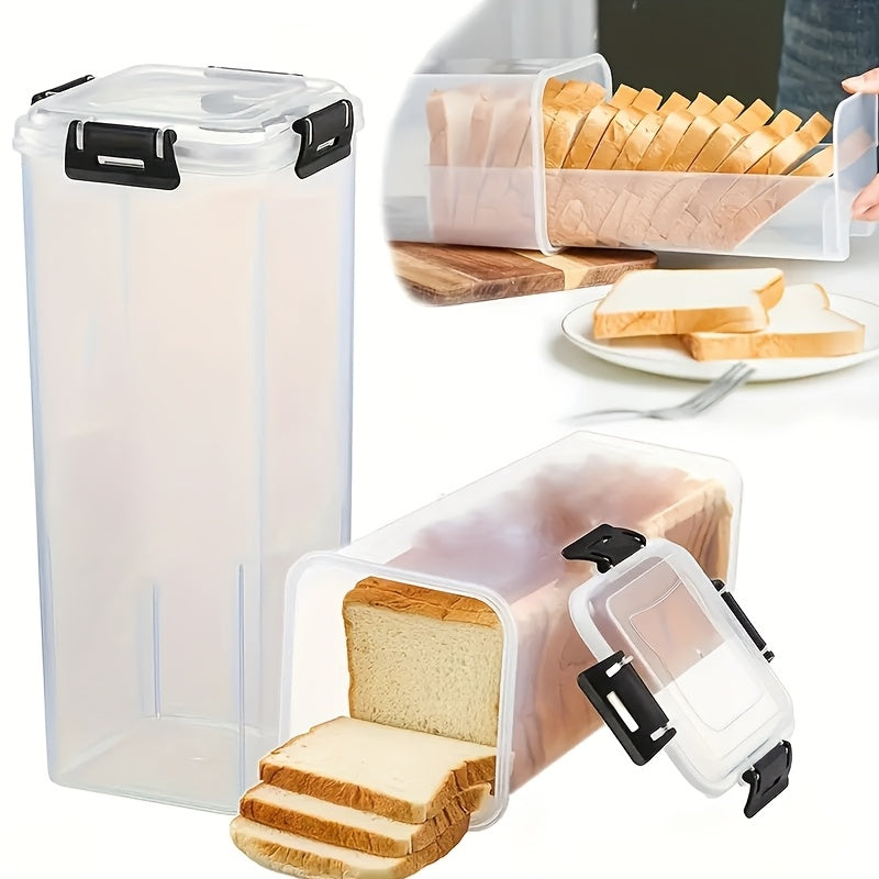 Transparent Bread Box with Airtight Lid - Freshness Preservation and Slicing Guide