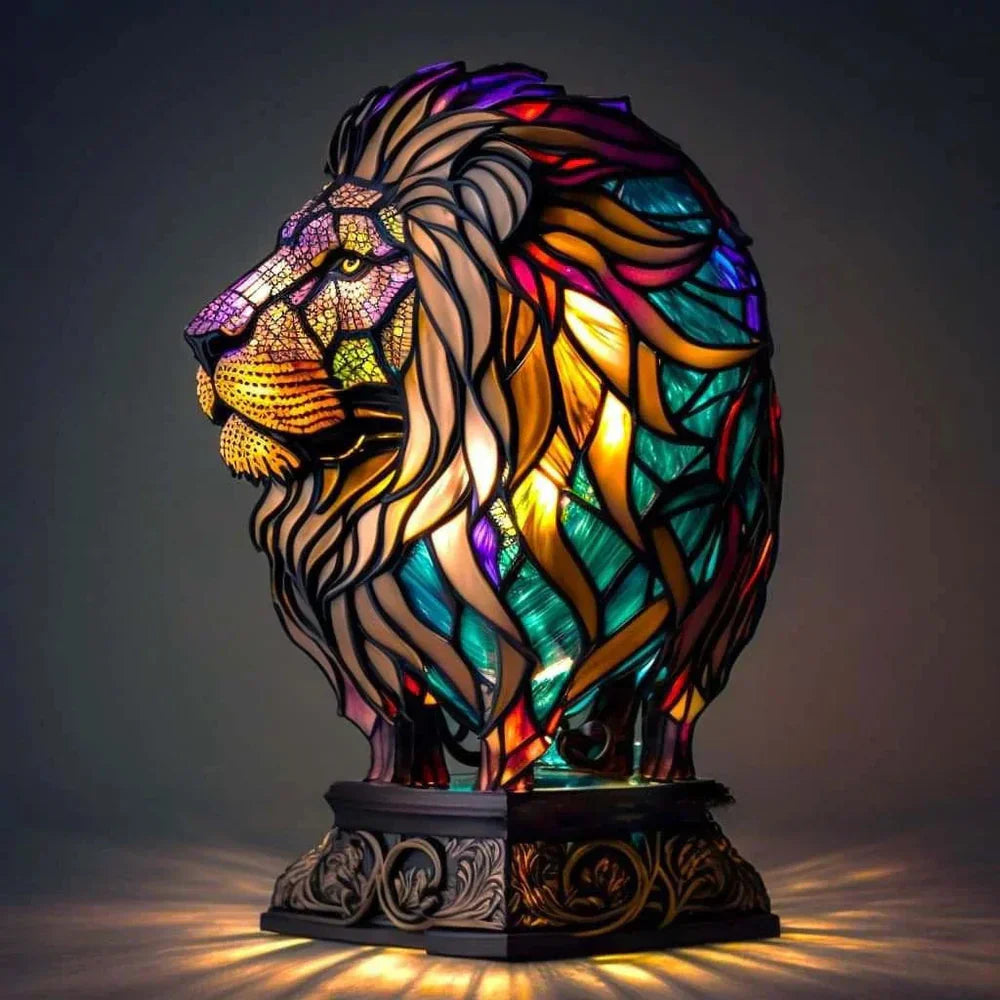 Vibrant Stained Glass Animal Lamps – Artistic Table Decoration