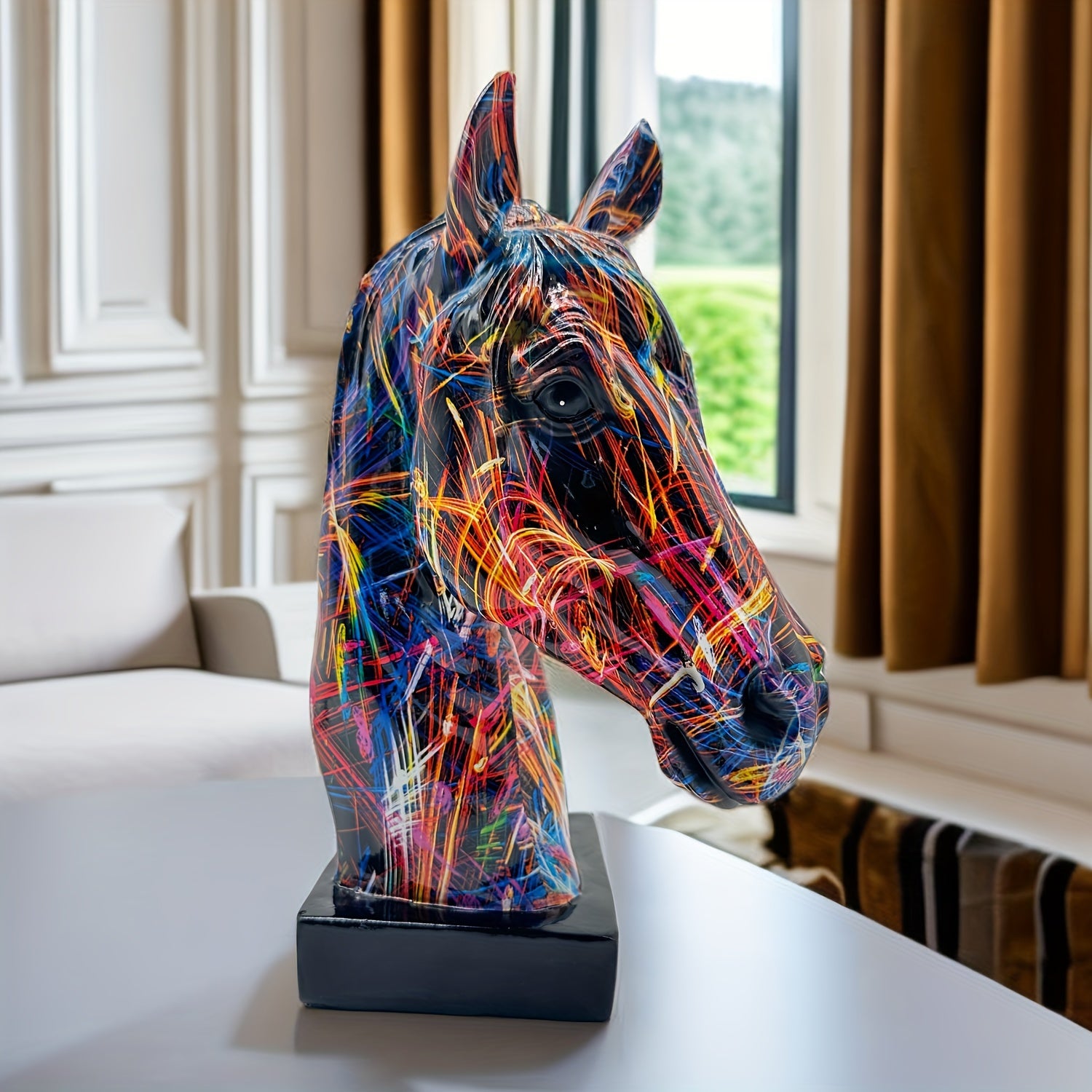 Colourful Horse Head Sculpture - Unique Decoration for Any Interior