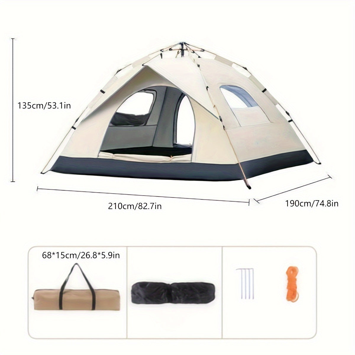 QuickCamp Tent - Quick-erect tent with UV protection for 4 people