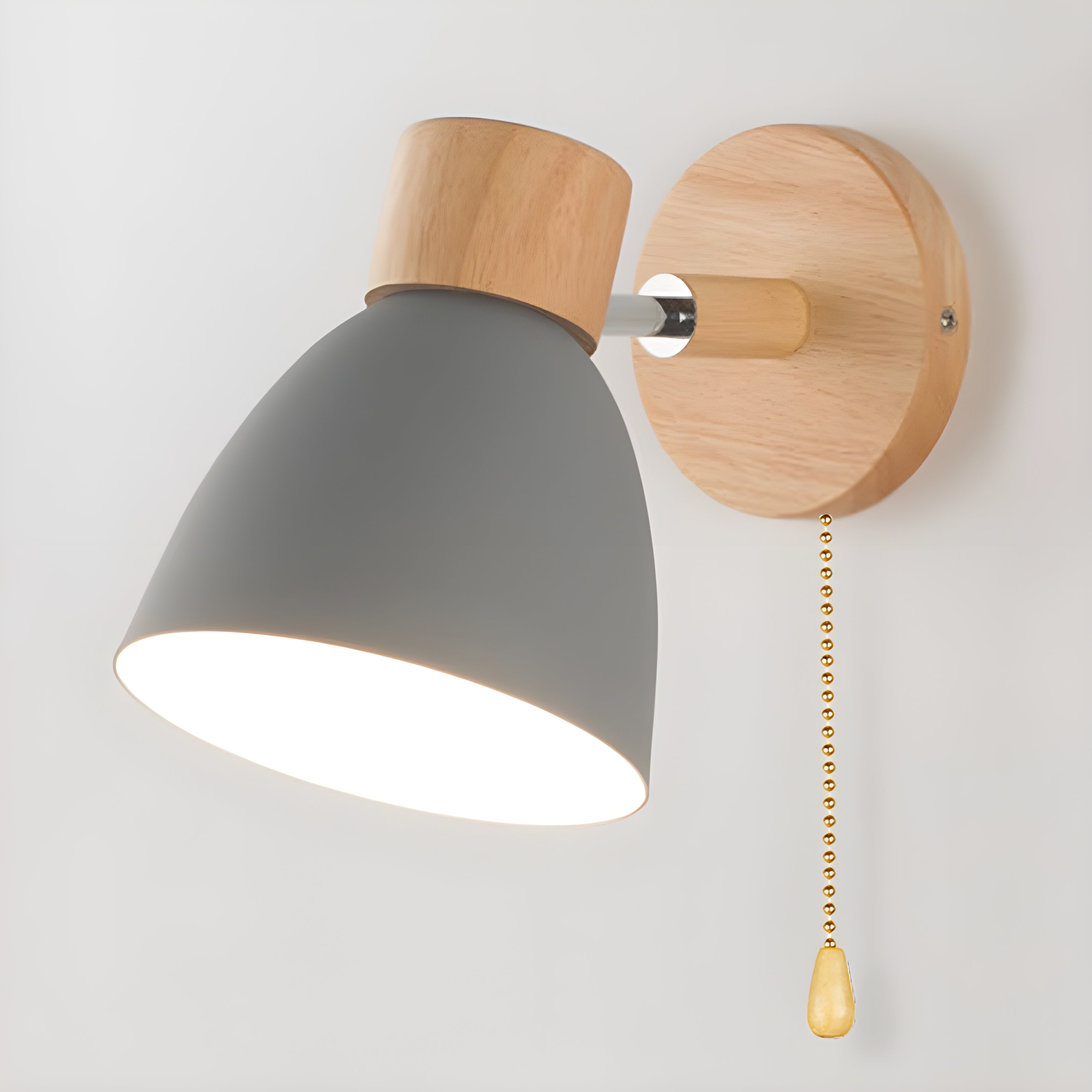 Wood Nordic Wall Lamp with Switch for the Bedroom