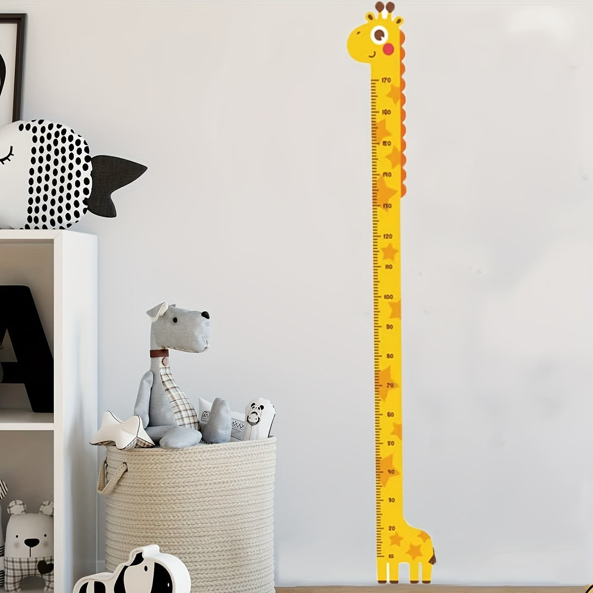 Cute Giraffe Growth Chart Sticker for Children - Easy to Apply and with Colourful Tail