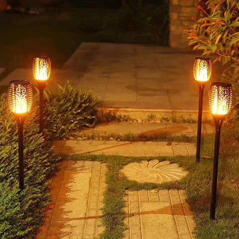 2x Solar Garden Lanterns - Atmospheric Outdoor Lighting