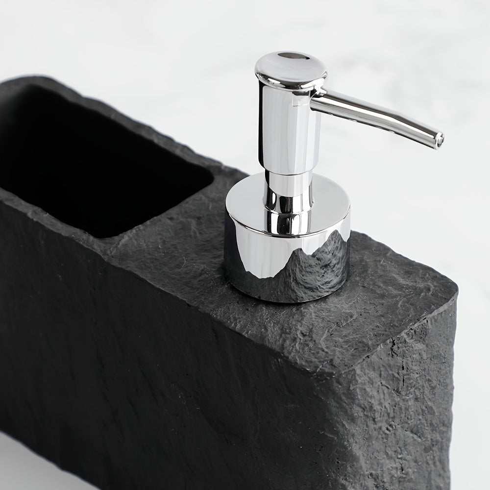 Stone Look Soap Dispenser with Sponge Holder – Stylish and Practical for Kitchen or Bathroom