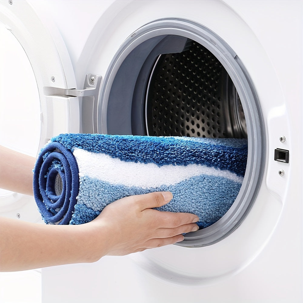 Geometric Bathroom Rug – Absorbent and Soft with Non-Slip Backing