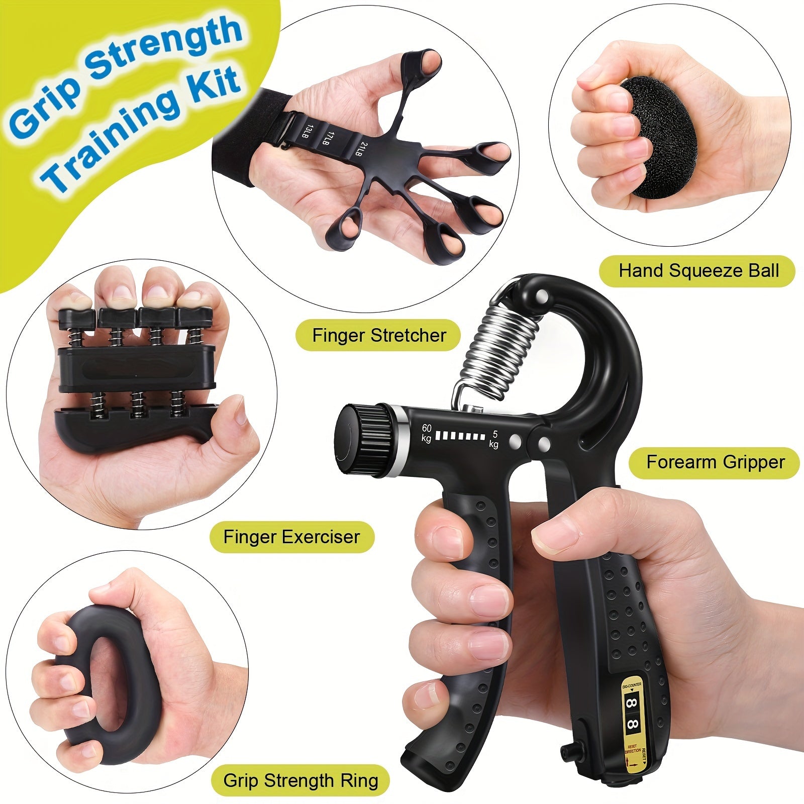 PowerGrip Hand Trainer Set – 5-in-1 for Strong Hands and Forearms