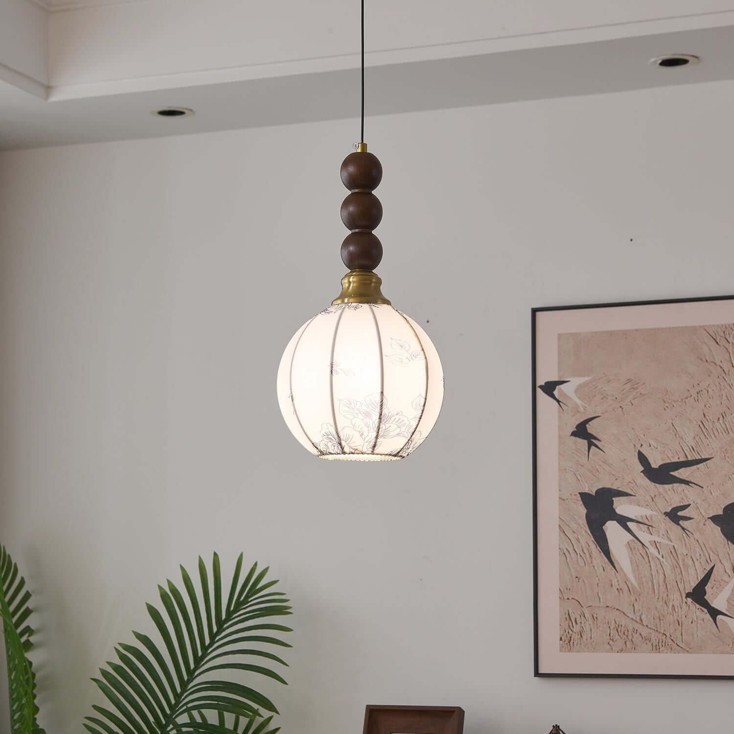 Pendant Light with Glass - Wood & Metal