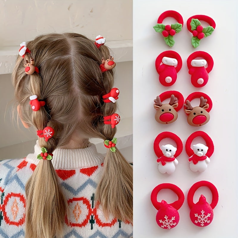 Festive Christmas Hairbands Set - 10 Pieces for Enchanting Styling
