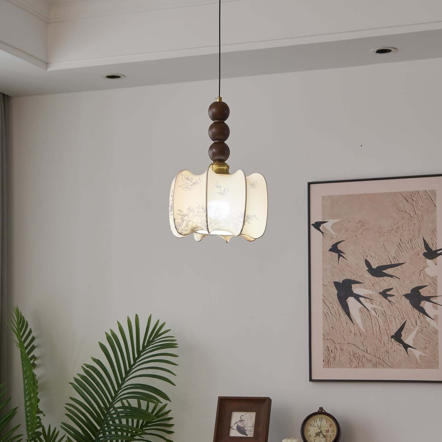 Pendant Light with Glass - Wood & Metal
