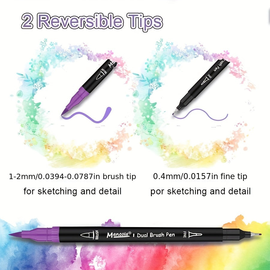 100 Colours Dual-Tip Markers Set – Versatile Fineliner and Brush Tips for Creative Projects