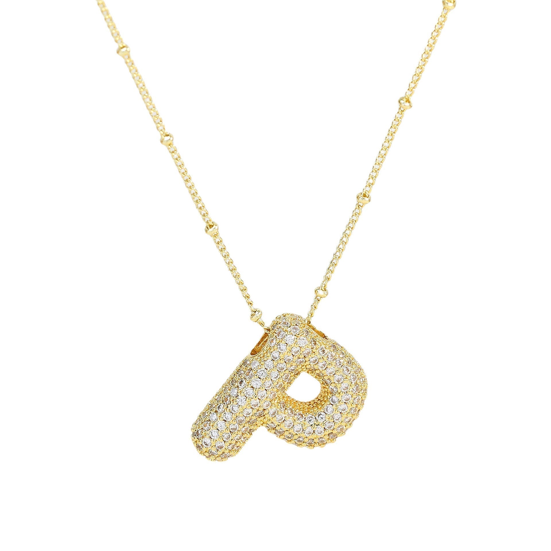 Ladies' Necklace – Initial Pendant – Sparkling Stones – Refined Chain Necklace – Statement Jewellery