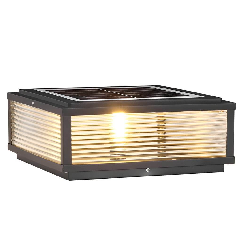 Modern LED Outdoor Post Lamp - Ribbed Glass