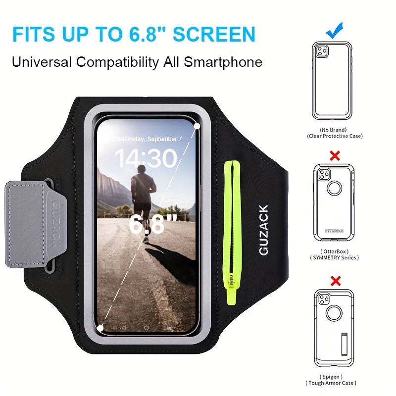 Running Phone Holder with Earphone Pouch - Adjustable Armband for Athletes