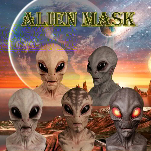 CosmicMorph Realistic Alien Mask | Hand-painted full-head sci-fi Halloween costume accessory