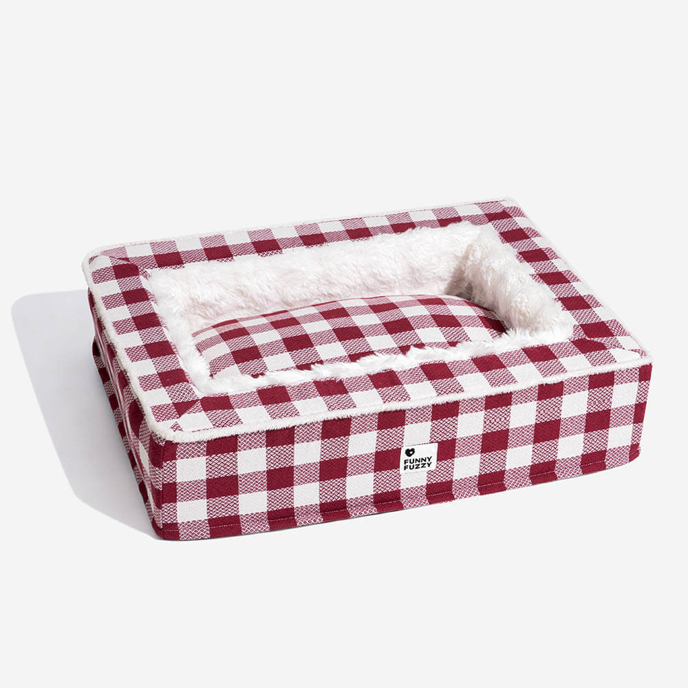Super Soft Winter Checkered Dog Bed - Scottish Snuggle Bed for Cold Days