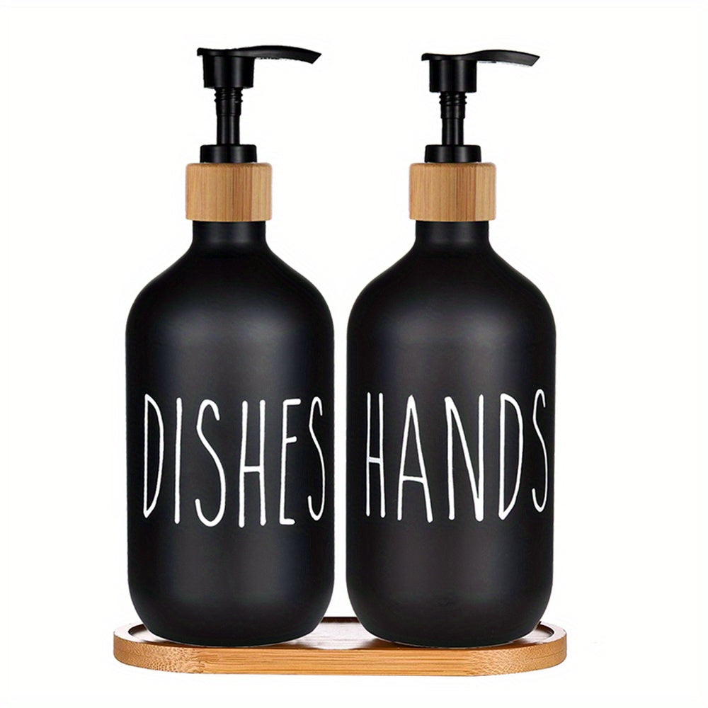 Modern Soap Dispenser with Wooden Tray - For a Stylish Bathroom