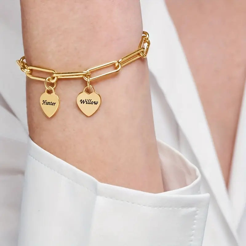 VeraLuxe Heartfelt Bracelet | Custom Engraved Heart Jewelry for Unforgettable Bonds