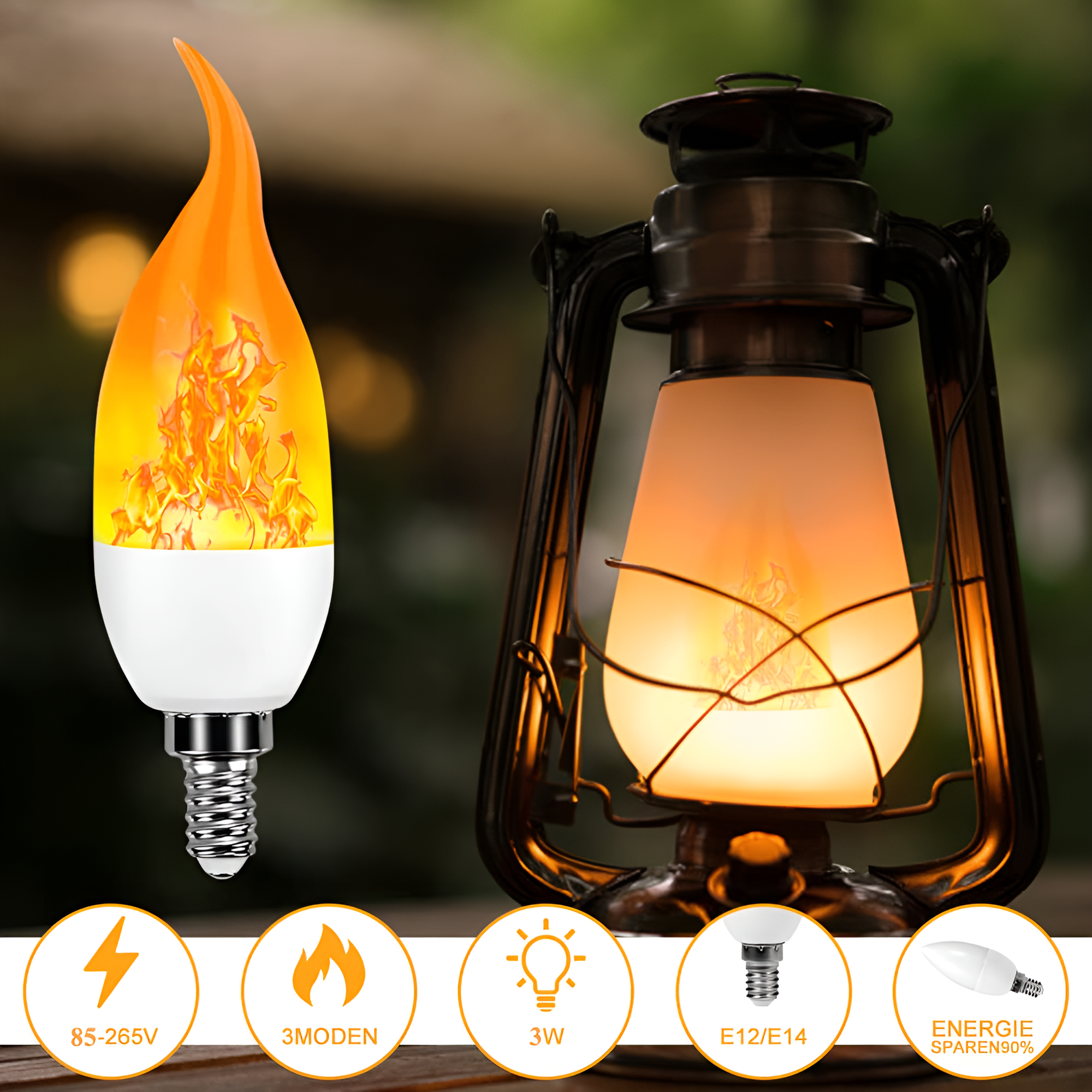 Flame Effect Lamp - 9W Simulated Flame Bulb