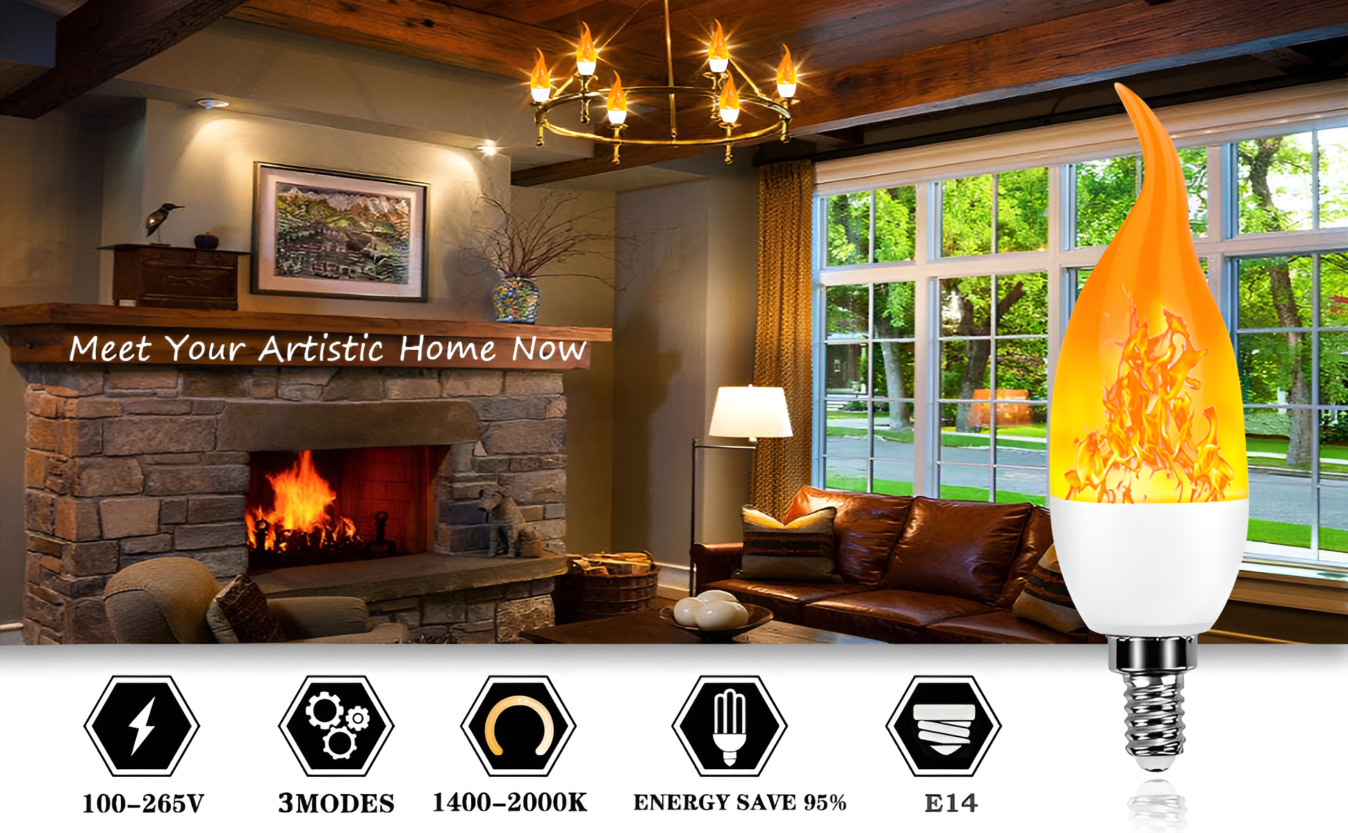 Flame Effect Lamp - 9W Simulated Flame Bulb