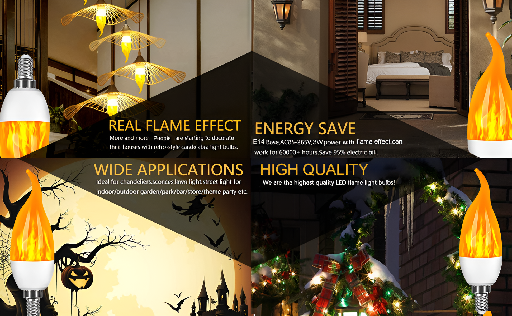 Flame Effect Lamp - 9W Simulated Flame Bulb