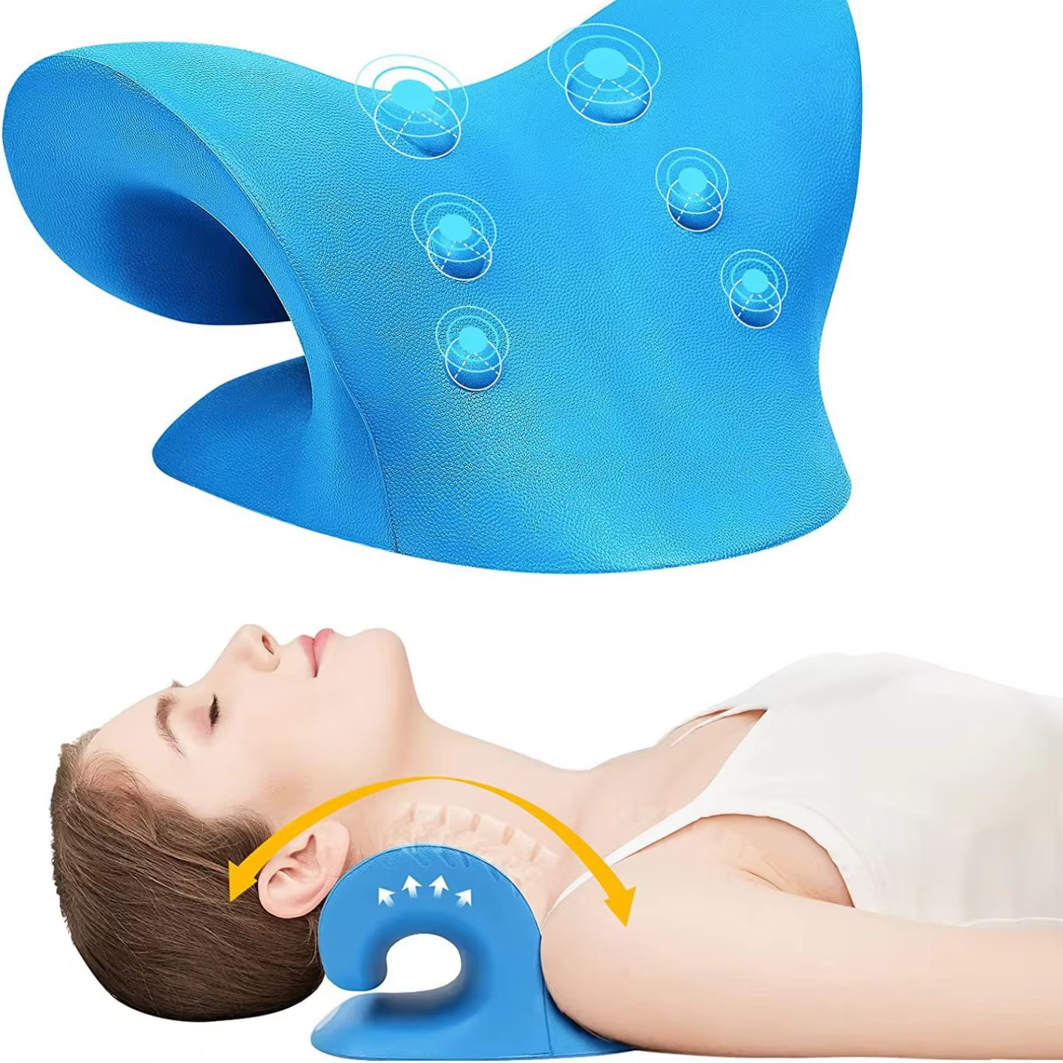 Neck and Shoulder Stretcher - Cervical Traction Massage Cushion for Spinal Alignment