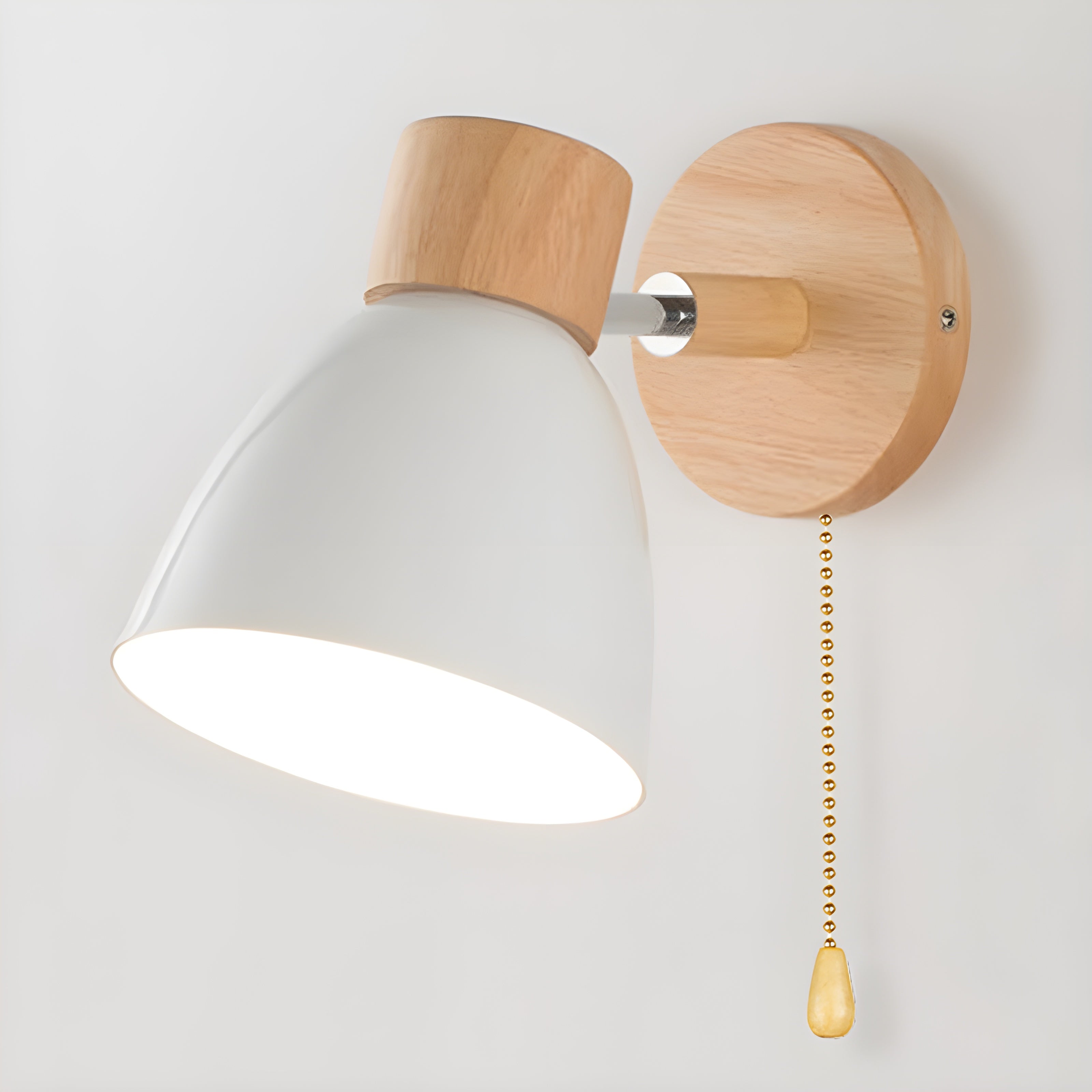 Wood Nordic Wall Lamp with Switch for the Bedroom