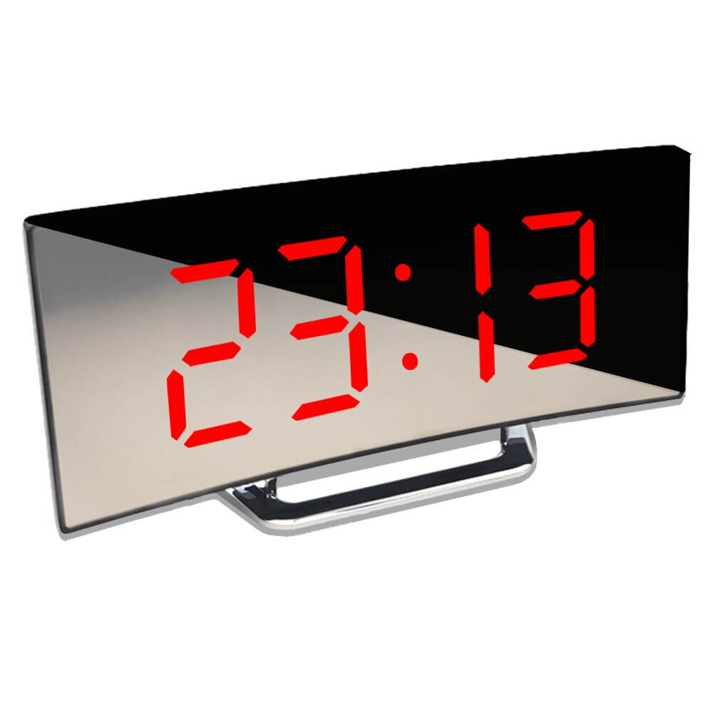 Curved LED Digital Alarm Clock with Modern Design – LumiCurve